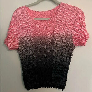 90s OSFM Popcorn Shirt Pink Gray Black Gradient No Tags Never Worn Vintage